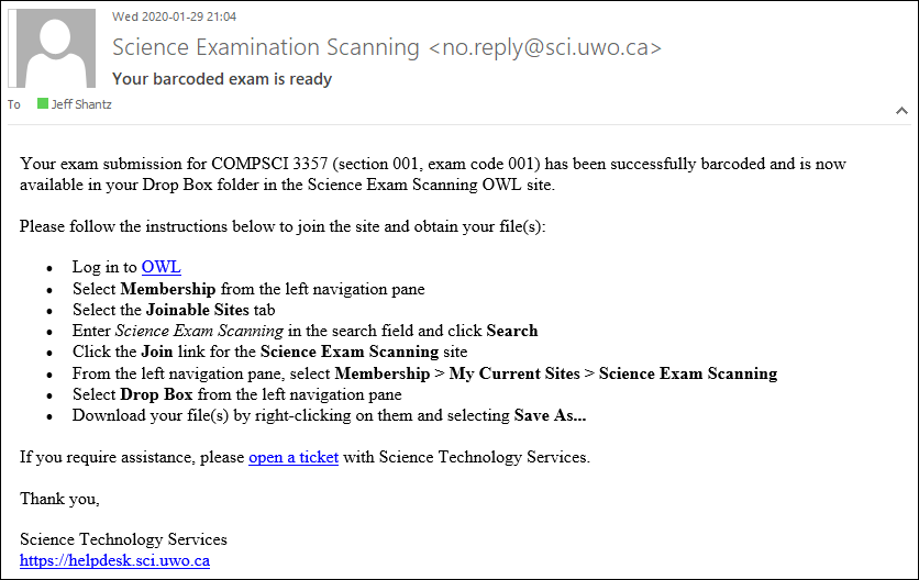 Exam Preflight Tool - Email Notification